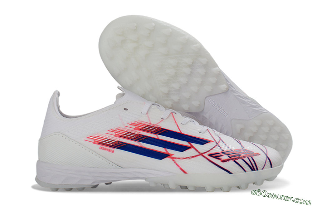 Adidas F50 Pro TF Artificial Turf Soccer Shoes - White/Electric Blue/Crimson Red 1