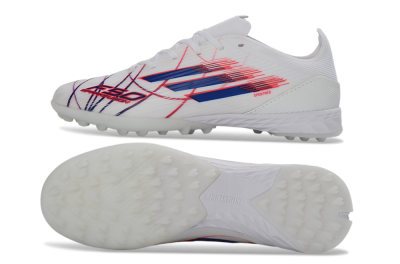 Adidas F50 Pro TF Artificial Turf Soccer Shoes - White/Electric Blue/Crimson Red