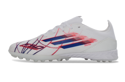 Adidas F50 Pro TF Artificial Turf Soccer Shoes - White/Electric Blue/Crimson Red