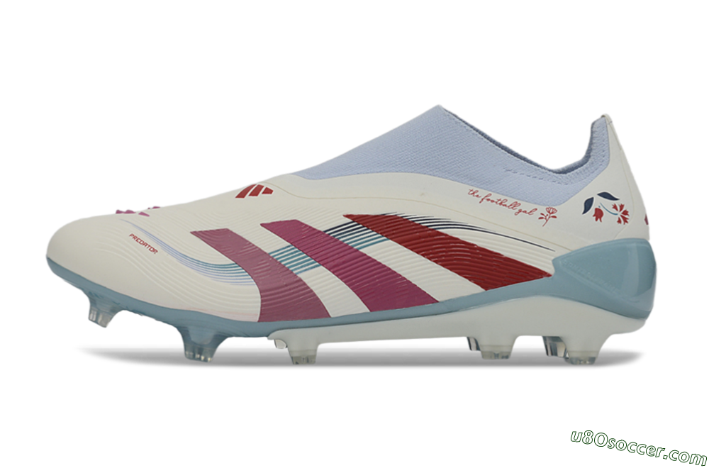 Adidas Predator 26 Elite Laceless FG Firm Ground Soccer Cleats - White/Berry Blast/Sky Blue 2