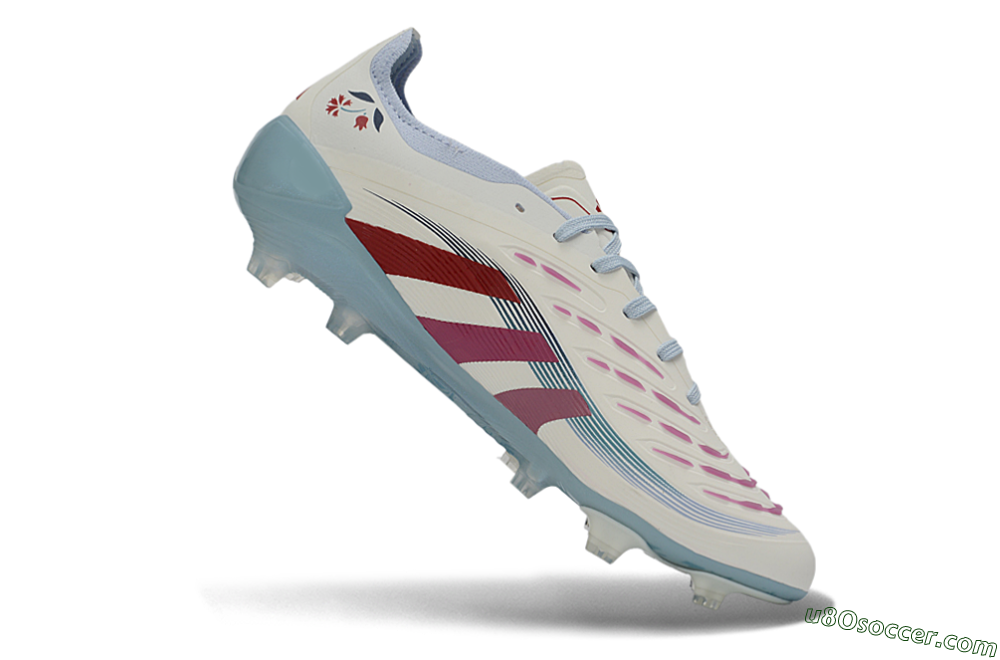 Adidas Predator 26 Elite FG Firm Ground Soccer Cleats - White/Blush Pink/Light Blue 4