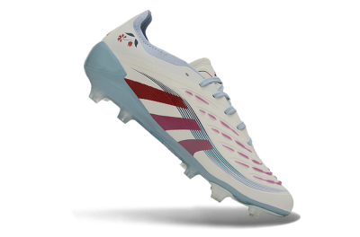Adidas Predator 26 Elite FG Firm Ground Soccer Cleats - White/Blush Pink/Light Blue