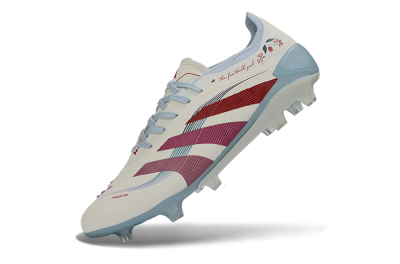 Adidas Predator 26 Elite FG Firm Ground Soccer Cleats - White/Blush Pink/Light Blue