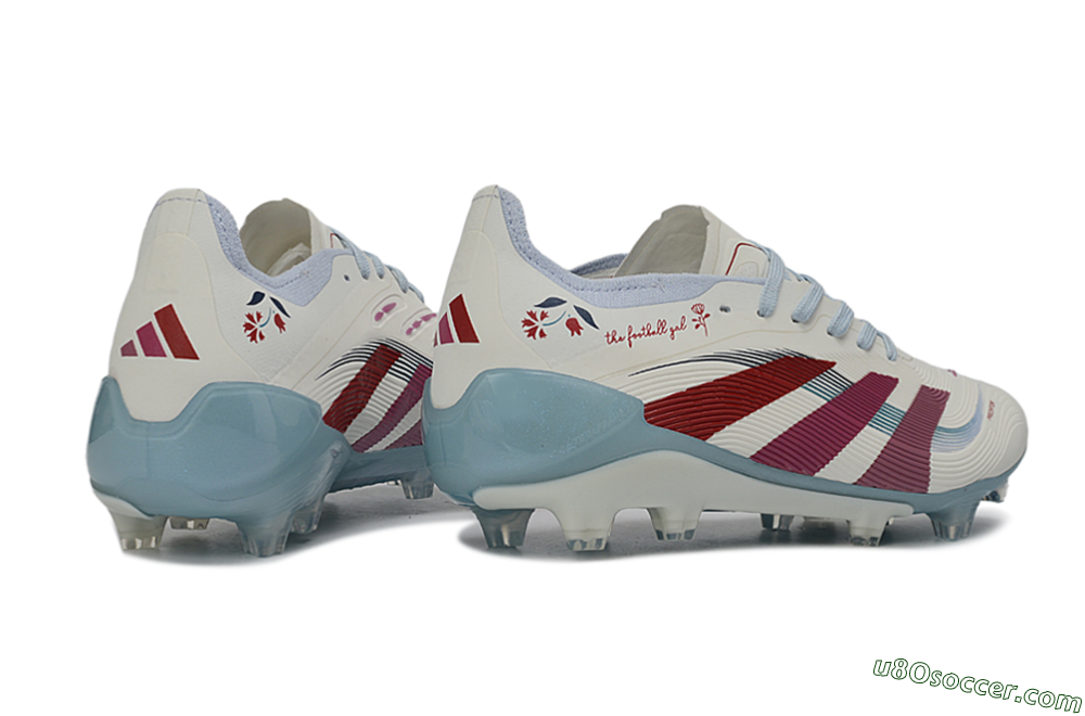 Adidas Predator 26 Elite FG Firm Ground Soccer Cleats - White/Blush Pink/Light Blue 6