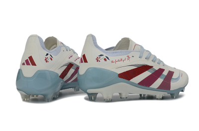 Adidas Predator 26 Elite FG Firm Ground Soccer Cleats - White/Blush Pink/Light Blue
