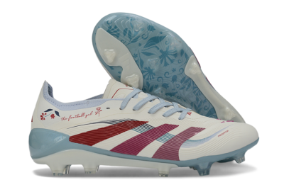 Adidas Predator 26 Elite FG Firm Ground Soccer Cleats - White/Blush Pink/Light Blue