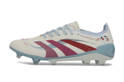 Adidas Predator 26 Elite FG Firm Ground Soccer Cleats - White/Blush Pink/Light Blue