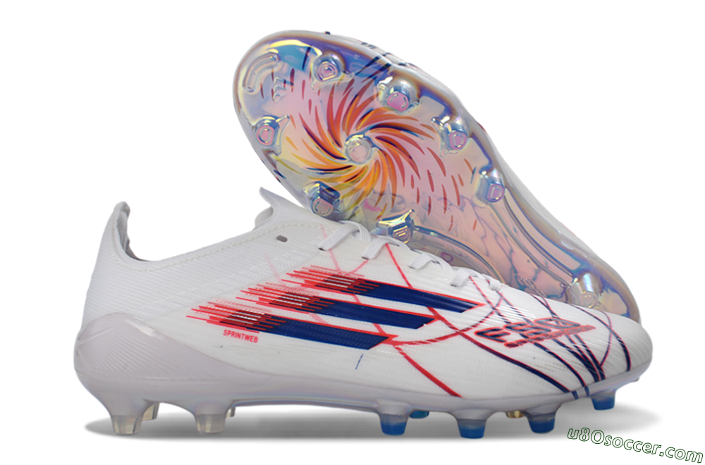 Adidas F50 Elite FG Firm Ground Soccer Cleats - White/Crimson/Blue 1