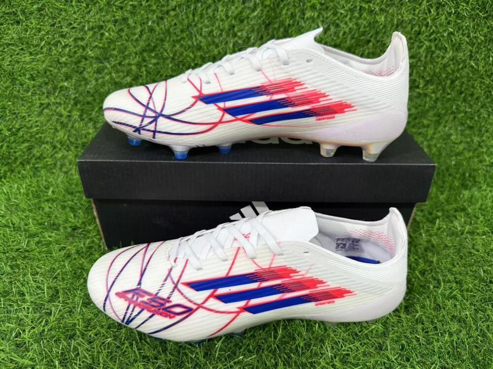 Adidas F50 Elite FG Firm Ground Soccer Cleats - White/Crimson/Blue