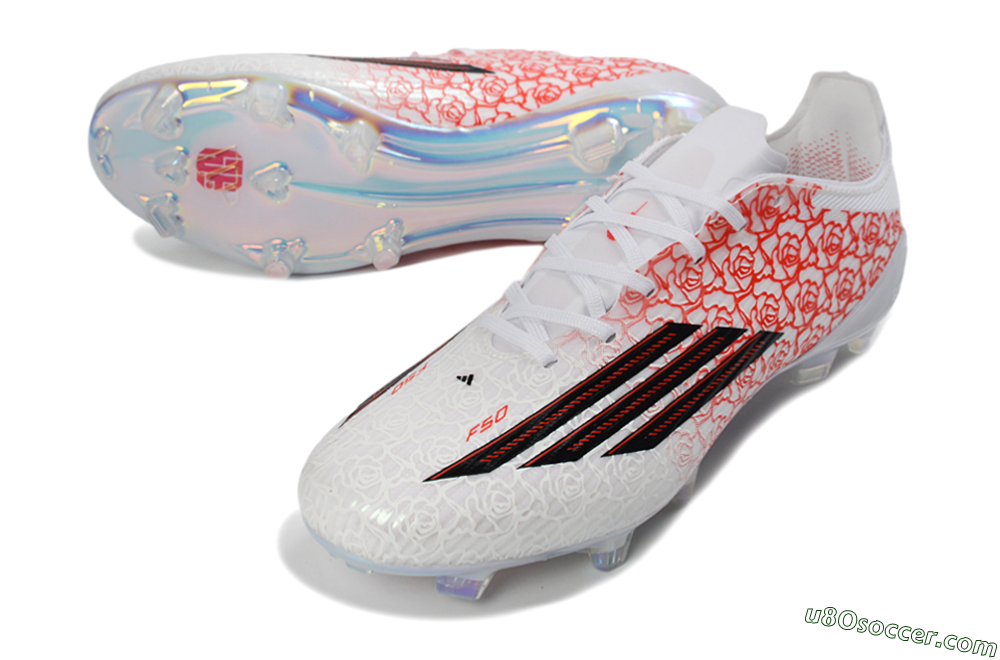 Adidas F50 Elite FG Firm Ground Soccer Cleats - White/Crimson Rose/Black 3