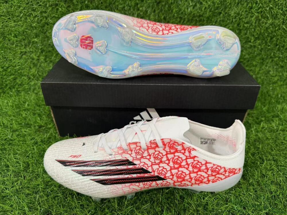 Adidas F50 Elite FG Firm Ground Soccer Cleats - White/Crimson Rose/Black 