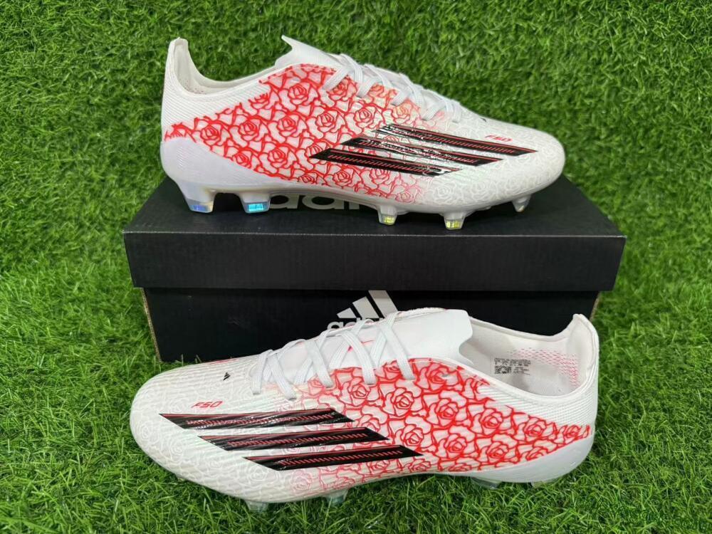 Adidas F50 Elite FG Firm Ground Soccer Cleats - White/Crimson Rose/Black 