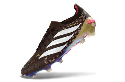 Adidas Predator 26 Elite FG Firm Ground Soccer Cleats - Brown/Vibrant Pink/Metallic Gold