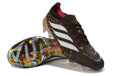 Adidas Predator 26 Elite FG Firm Ground Soccer Cleats - Brown/Vibrant Pink/Metallic Gold