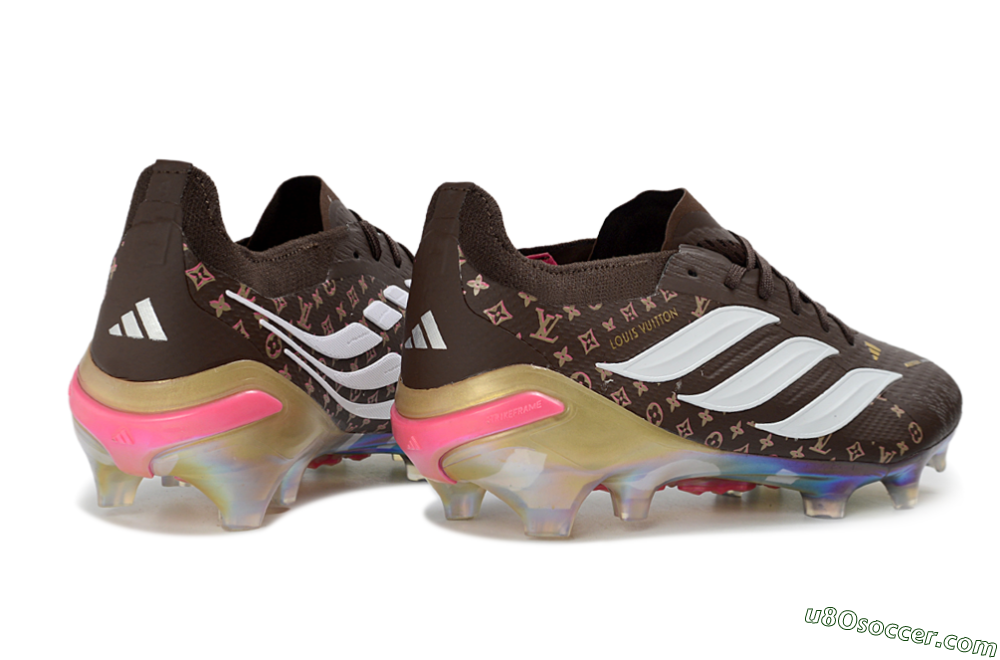 Adidas Predator 26 Elite FG Firm Ground Soccer Cleats - Brown/Vibrant Pink/Metallic Gold 6