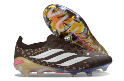 Adidas Predator 26 Elite FG Firm Ground Soccer Cleats - Brown/Vibrant Pink/Metallic Gold