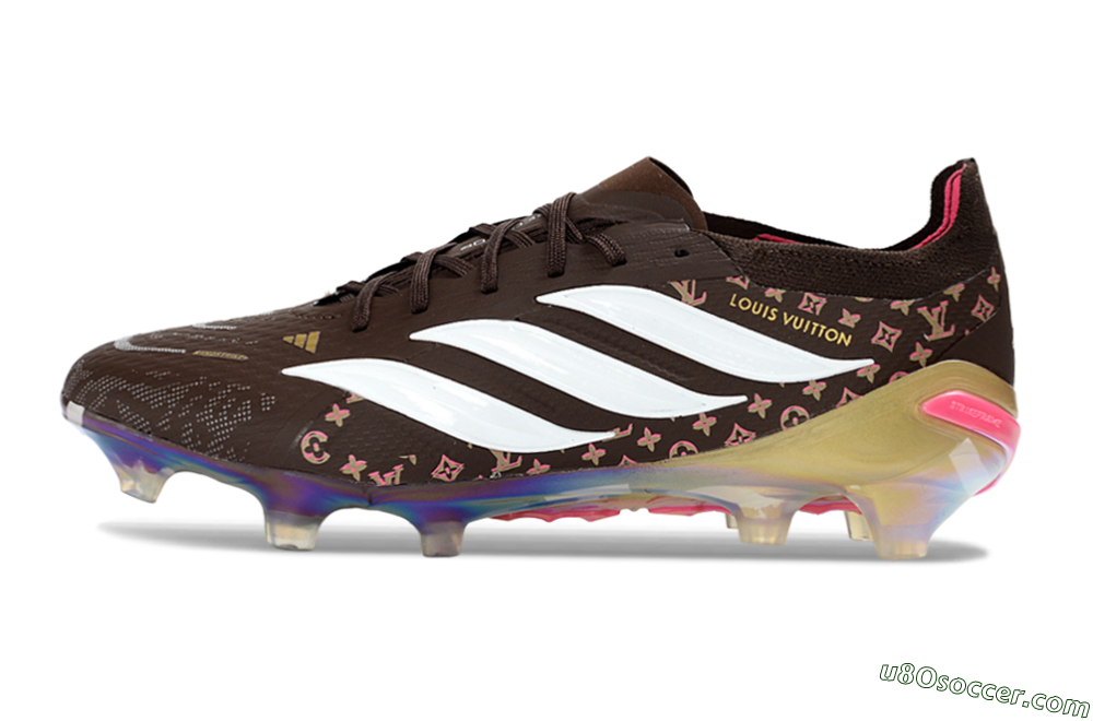 Adidas Predator 26 Elite FG Firm Ground Soccer Cleats - Brown/Vibrant Pink/Metallic Gold 2