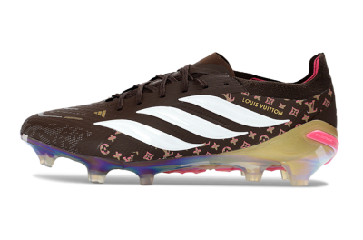Adidas Predator 26 Elite FG Firm Ground Soccer Cleats - Brown/Vibrant Pink/Metallic Gold