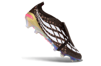 Adidas Predator 26 Elite Fold-Over Tongue FG Firm Ground Soccer Cleats - Brown/Golden Pink/Rainbow