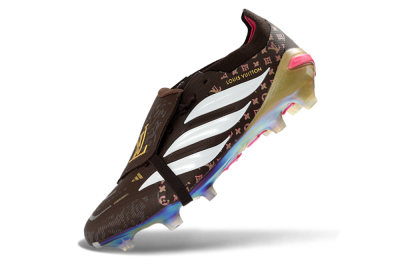 Adidas Predator 26 Elite Fold-Over Tongue FG Firm Ground Soccer Cleats - Brown/Golden Pink/Rainbow