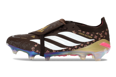 Adidas Predator 26 Elite Fold-Over Tongue FG Firm Ground Soccer Cleats - Brown/Golden Pink/Rainbow