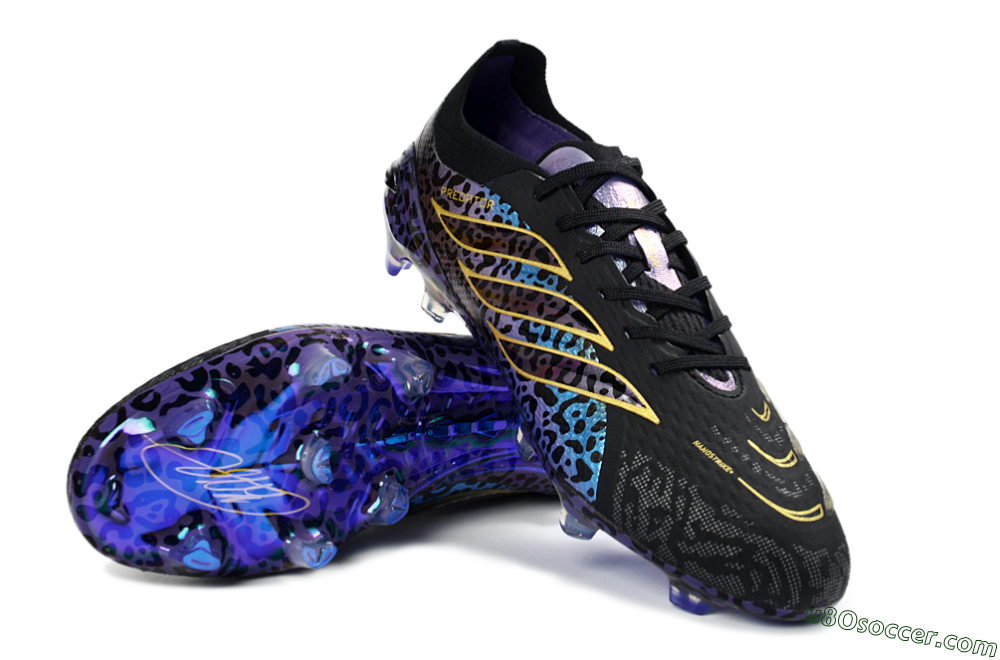 Adidas Predator 26 Elite FG Firm Ground Soccer Cleats - Black/Electric Blue/Purple Fusion 3
