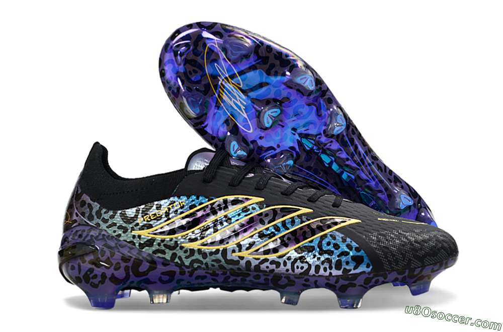 Adidas Predator 26 Elite FG Firm Ground Soccer Cleats - Black/Electric Blue/Purple Fusion 1