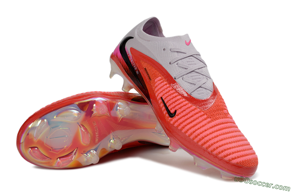 Nike Phantom 6 Elite Low FG Firm Ground Soccer Cleats - Red/Flame Red/White 3