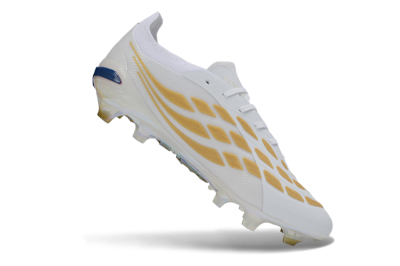 Adidas Predator 26 Elite FG Firm Ground Soccer Cleats - White/Golden Accent/Iridescent Sole
