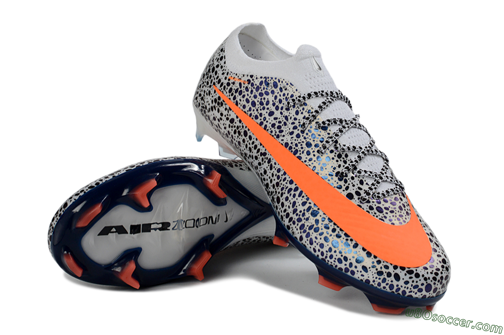 Nike Air Zoom Mercurial Vapor 16 Elite FG Firm Ground Soccer Cleats - White/Electric Orange/Sapphire Blue 3