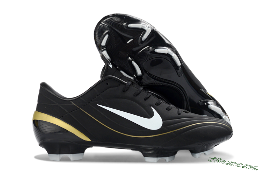 Nike Mercurial Vapor R9 FG Firm Ground Soccer Cleats - Black/Gold Accent/White Detail 1