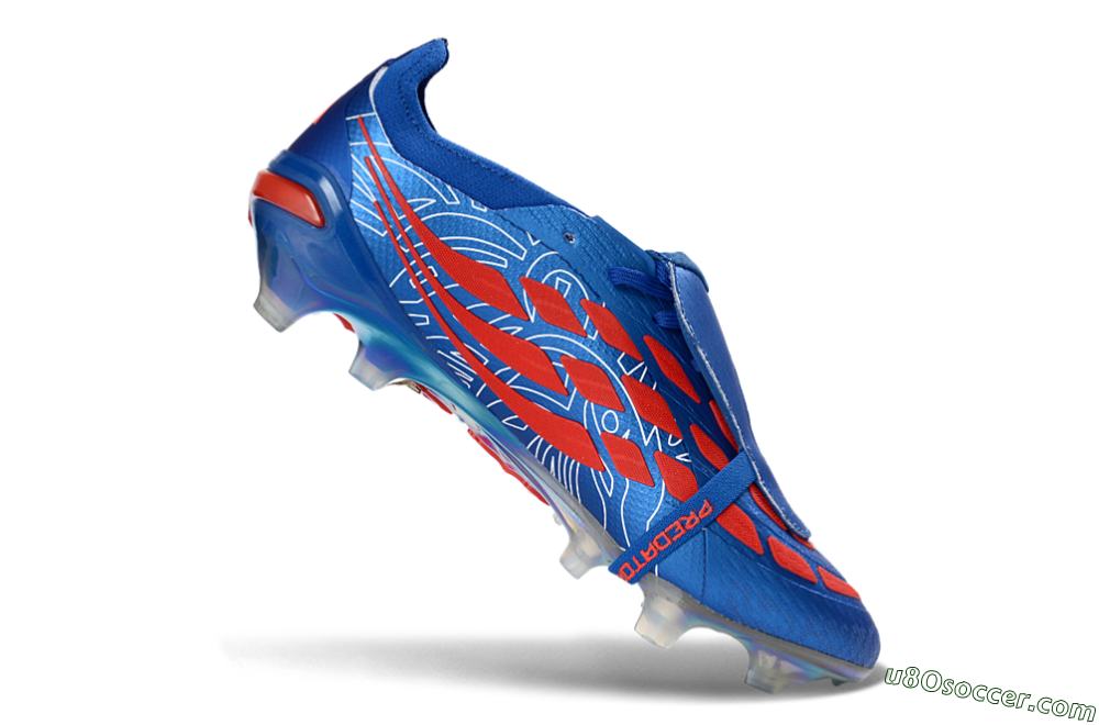 Adidas Predator 26 Elite Fold-Over Tongue FG Firm Ground Soccer Cleats - Blue/Electric Blue/Fiery Red 4