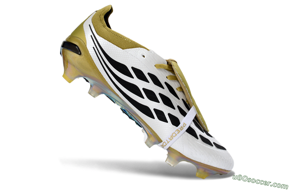 Adidas Predator 26 Elite Fold-Over Tongue FG Firm Ground Soccer Cleats - White/Gold/Black 4