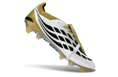 Adidas Predator 26 Elite Fold-Over Tongue FG Firm Ground Soccer Cleats - White/Gold/Black