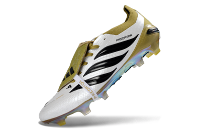 Adidas Predator 26 Elite Fold-Over Tongue FG Firm Ground Soccer Cleats - White/Gold/Black
