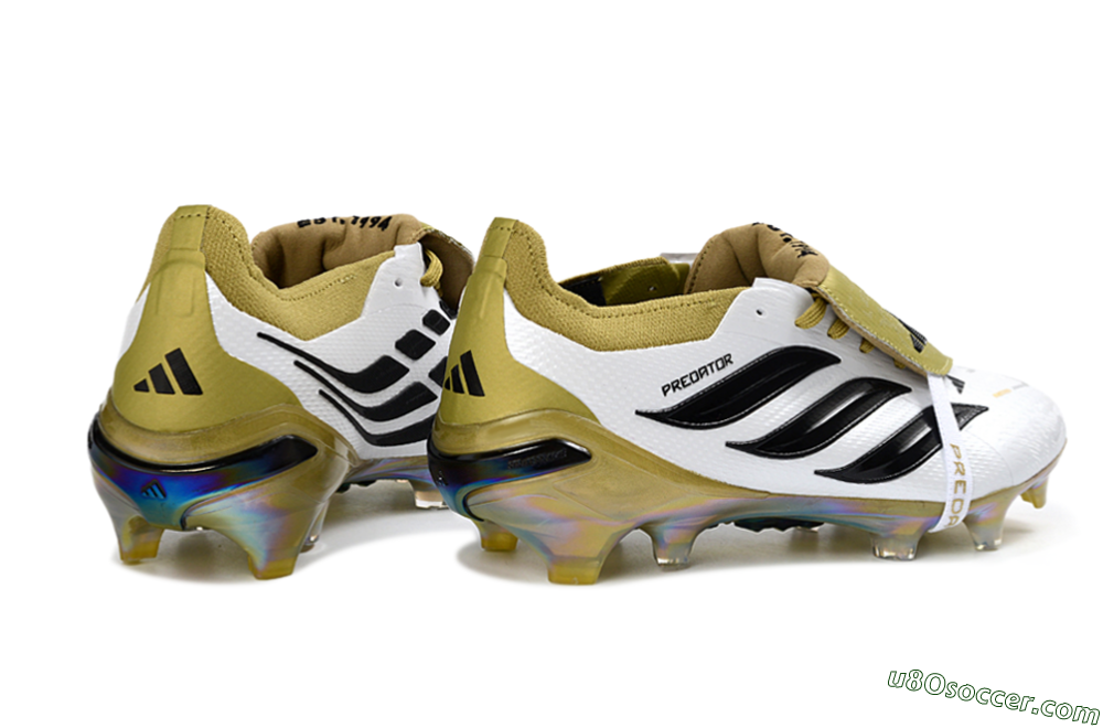 Adidas Predator 26 Elite Fold-Over Tongue FG Firm Ground Soccer Cleats - White/Gold/Black 6
