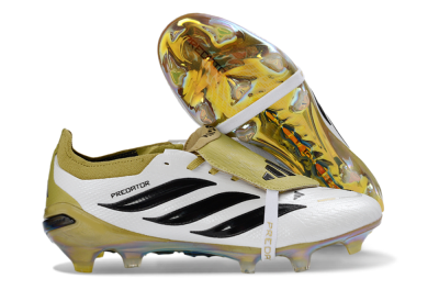 Adidas Predator 26 Elite Fold-Over Tongue FG Firm Ground Soccer Cleats - White/Gold/Black