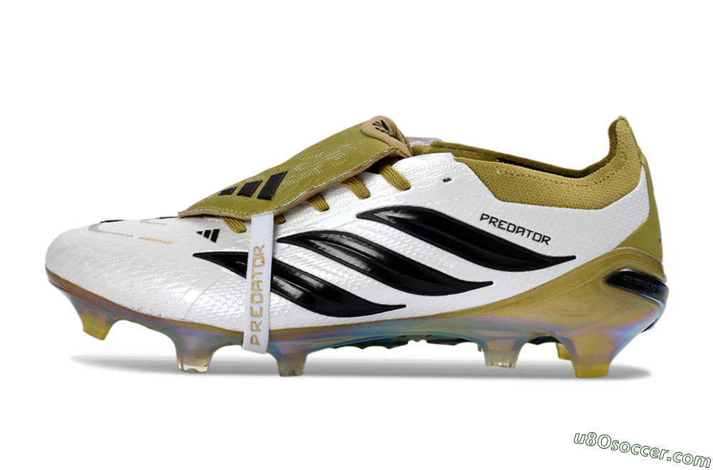 Adidas Predator 26 Elite Fold-Over Tongue FG Firm Ground Soccer Cleats - White/Gold/Black 2