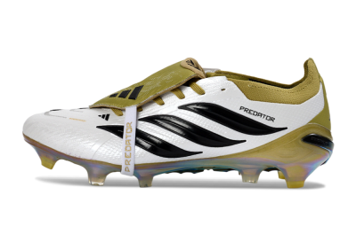 Adidas Predator 26 Elite Fold-Over Tongue FG Firm Ground Soccer Cleats - White/Gold/Black