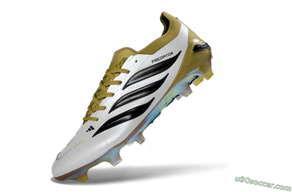 Adidas Predator 26 Elite FG Firm Ground Soccer Cleats - White/Gold/Black 5