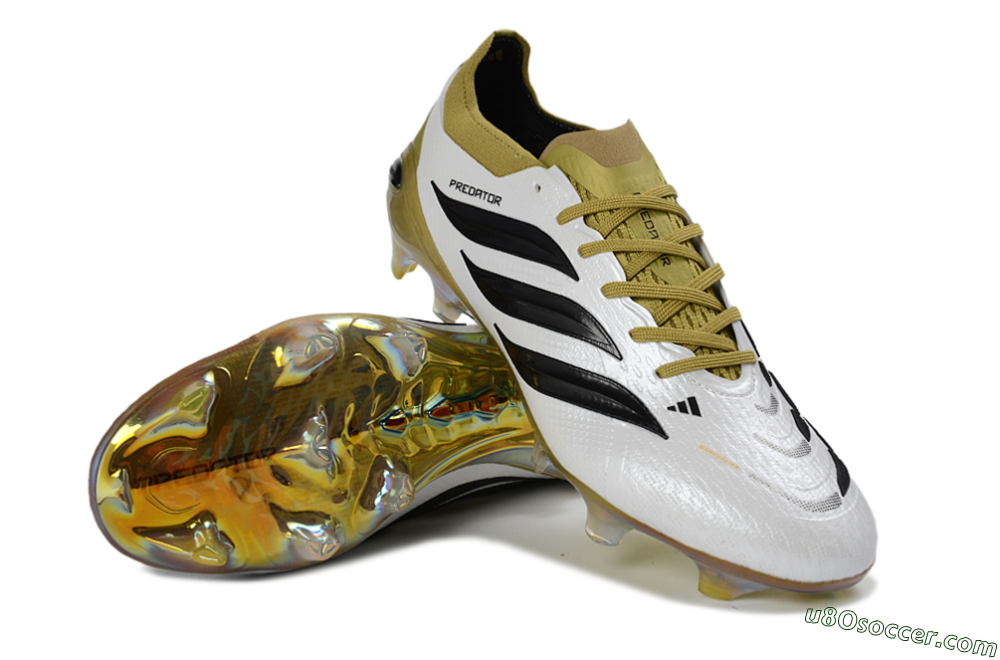 Adidas Predator 26 Elite FG Firm Ground Soccer Cleats - White/Gold/Black 3