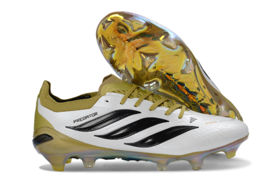 Adidas Predator 26 Elite FG Firm Ground Soccer Cleats - White/Gold/Black
