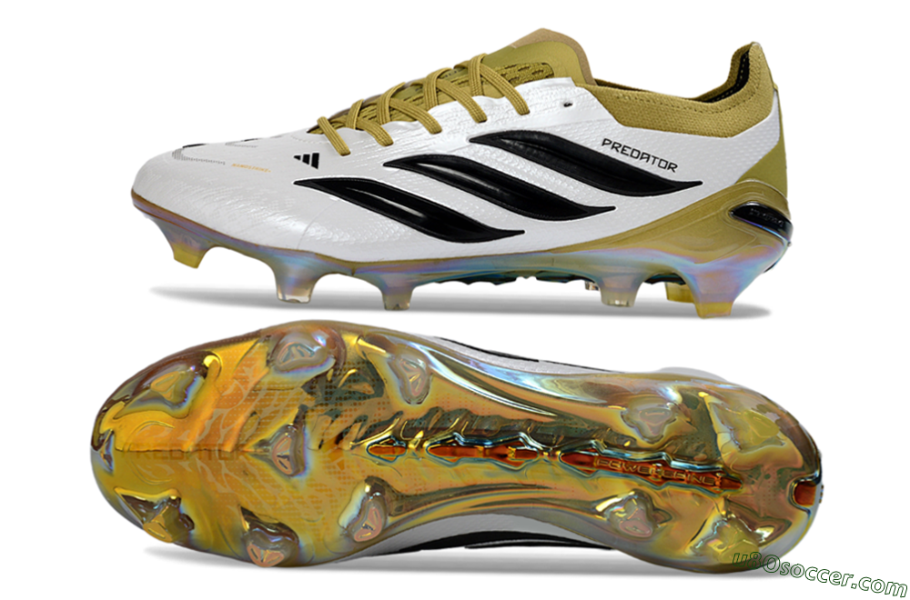 Adidas Predator 26 Elite FG Firm Ground Soccer Cleats - White/Gold/Black 0