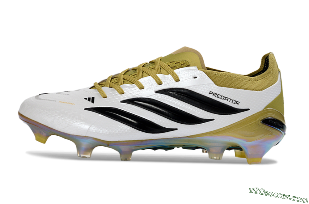 Adidas Predator 26 Elite FG Firm Ground Soccer Cleats - White/Gold/Black 2