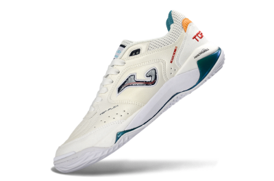 Joma Top Flex IC Indoor & Futsal Soccer Shoes - White/Teal/Sunset Orange