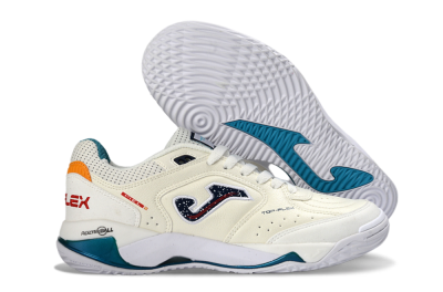 Joma Top Flex IC Indoor & Futsal Soccer Shoes - White/Teal/Sunset Orange