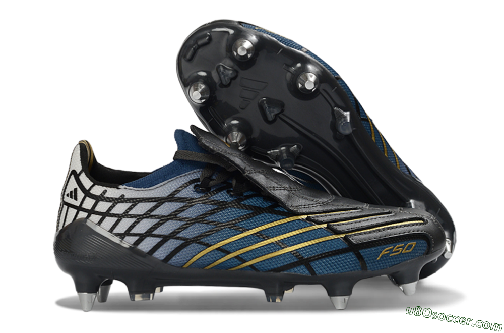 Adidas F50 Spider Elite SG Soft Ground Soccer Cleats - Blue/Night Sky/Golden Accent 1