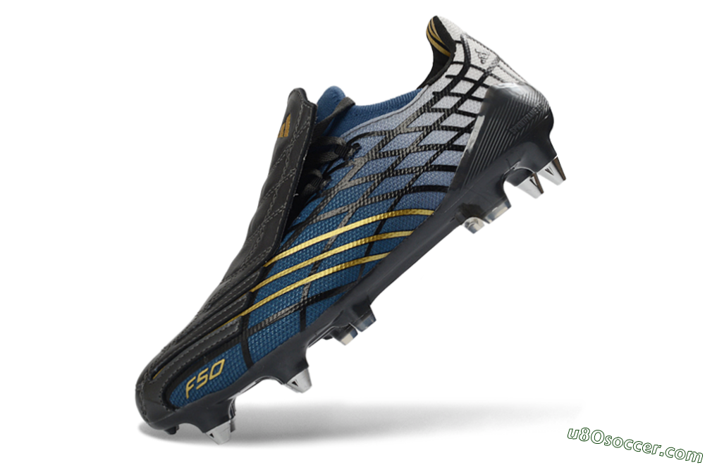Adidas F50 Spider Elite SG Soft Ground Soccer Cleats - Blue/Night Sky/Golden Accent 5