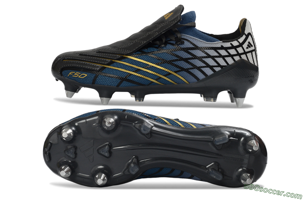 Adidas F50 Spider Elite SG Soft Ground Soccer Cleats - Blue/Night Sky/Golden Accent 0