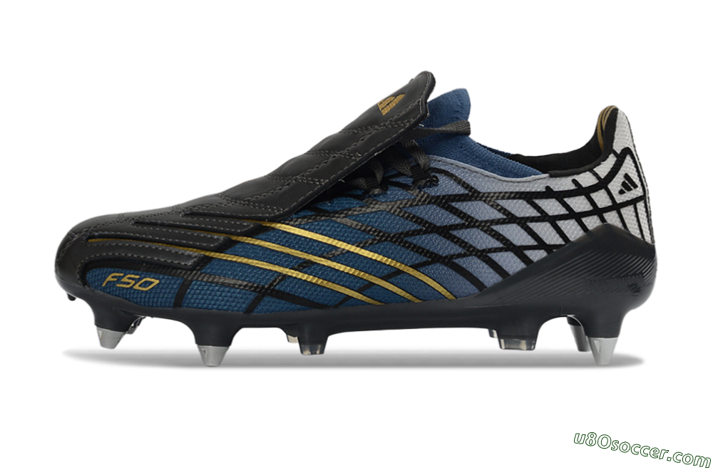 Adidas F50 Spider Elite SG Soft Ground Soccer Cleats - Blue/Night Sky/Golden Accent 2